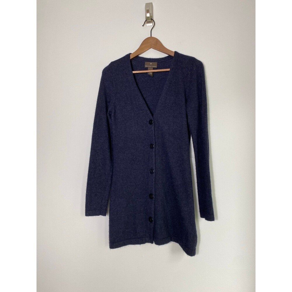 Fenn Wright Manson Navy Blue Longline Angora Wool Cardigan - Size L